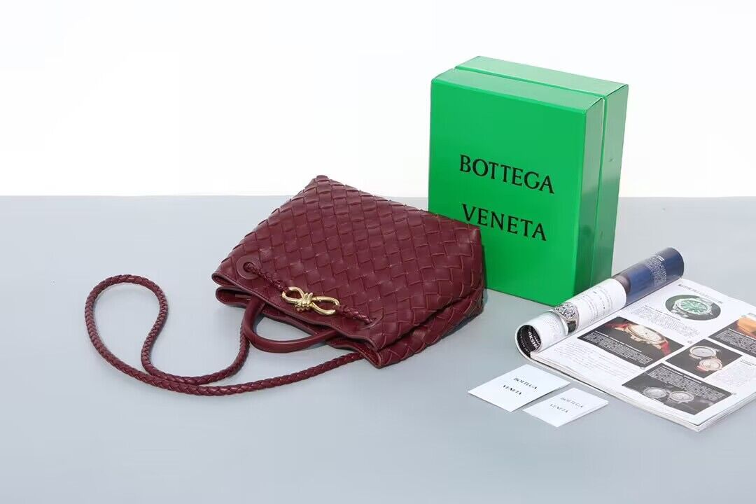 Bottega Veneta Andiamo Small Intrecciato Leather Tote 743572 Wine