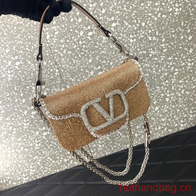 VALENTINO MINI LOCO imitation crystal shoulder bag WB0K53SL Apricot