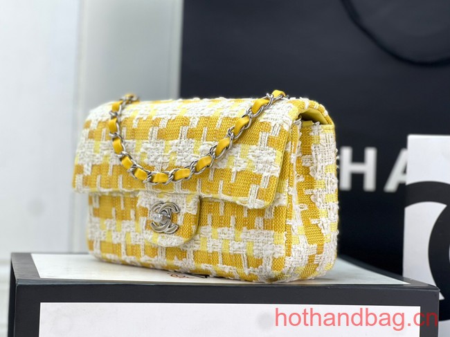 Chanel CLASSIC HANDBAG Wool Tweed A1116 yellow