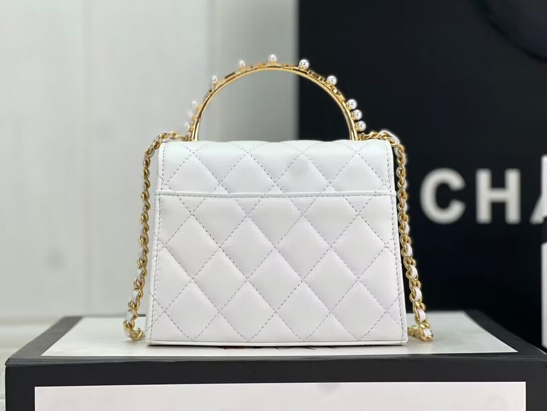 CHANEL 22B Kelly Pearl Top Handle Bag AP3513 White