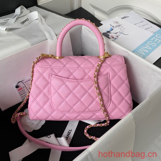 Chanel flap bag with top handle 92990 Pink