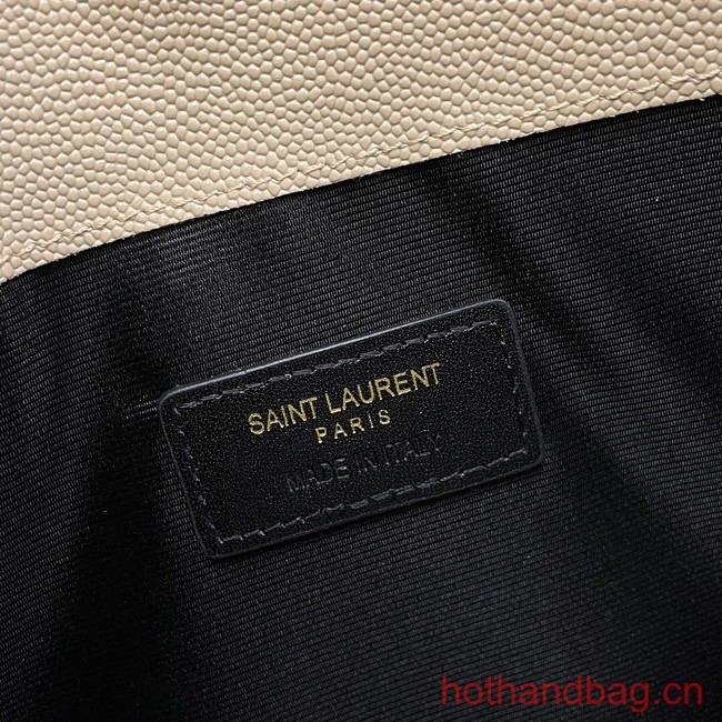 SAINT LAURENT UPTOWN POUCH IN GRAIN LEATHER 565739 DARK BEIGE