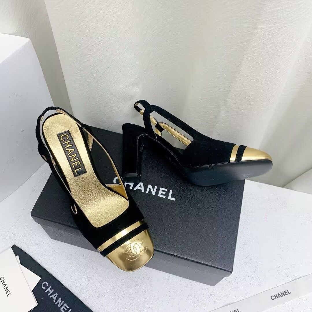 Chanel Shoes 35MM or 75MM Heels CH19032 Black&Gold