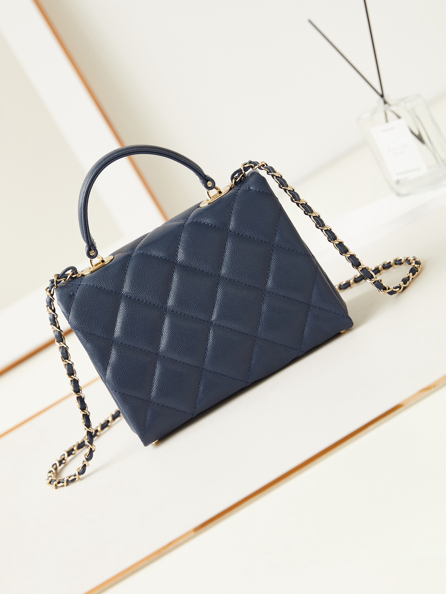 Chanel FLAP BAG WITH TOP HANDLE AS4711 DARK BLUE