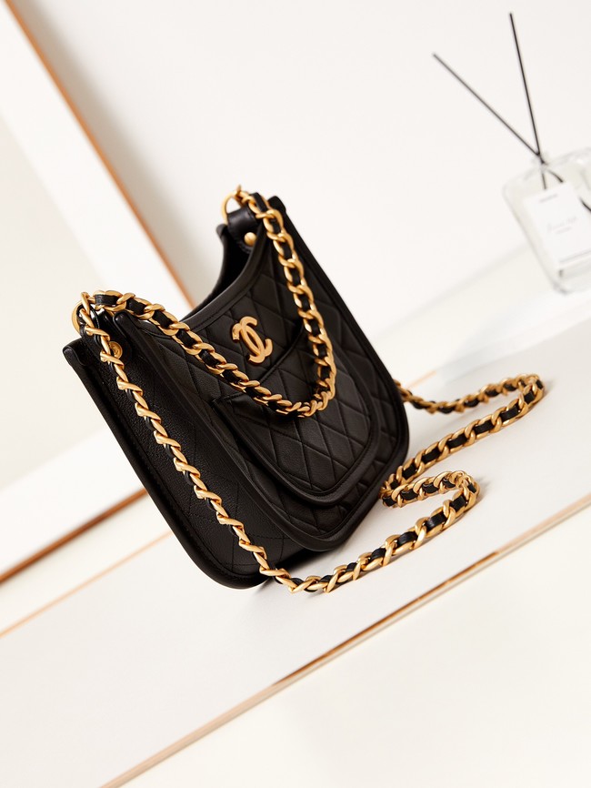 CHANEL HOBO HANDBAG Calfskin AS4666 black