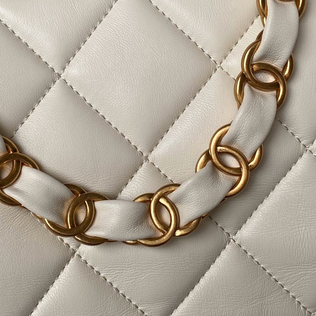 Chanel Shoulder Bag Lambskin & Gold-Tone Metal AS4777 white