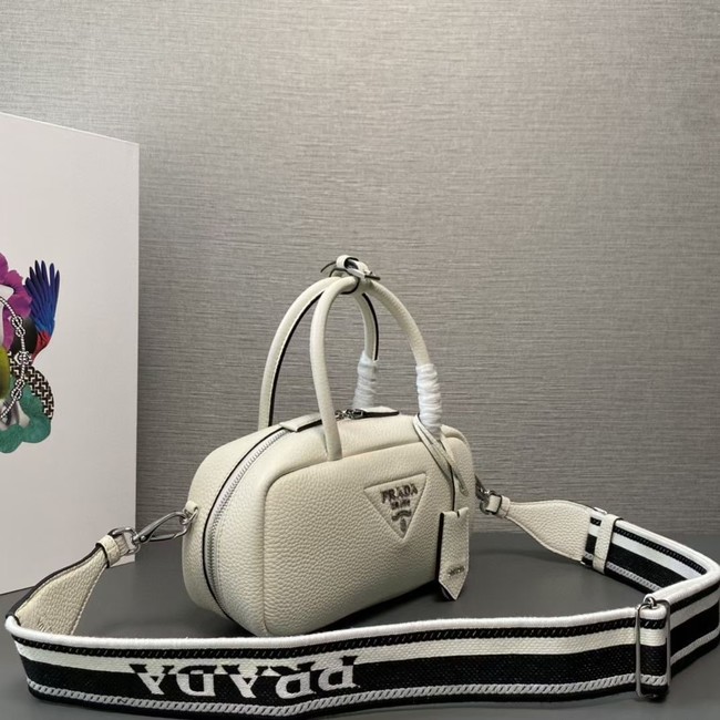 Prada Double leather small bag 1BB102 white