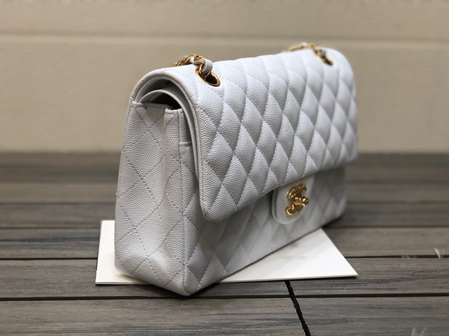 CHANEL CLASSIC 11.12 HANDBAG AS01112 WHITE&GOLD Metal