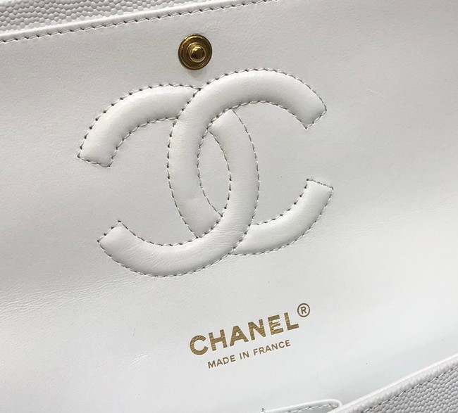 CHANEL CLASSIC 11.12 HANDBAG AS01112 WHITE&GOLD Metal