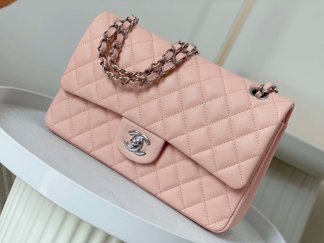 CHANEL CLASSIC 11.12 HANDBAG AS01112 PINK&Silver Metal