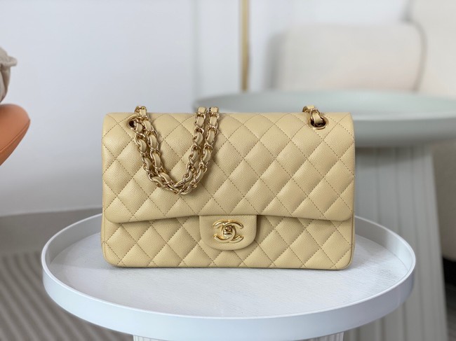 CHANEL CLASSIC 11.12 HANDBAG AS01112 Apricot&GOLD Metal