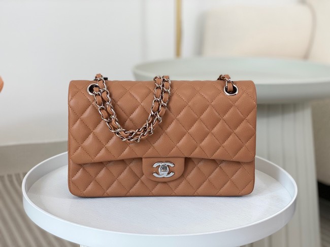 CHANEL CLASSIC 11.12 HANDBAG AS01112 BROWN&Silver Metal