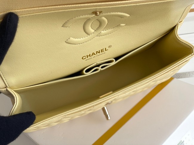 CHANEL CLASSIC 11.12 HANDBAG AS01112 Chicken yellow&GOLD Metal