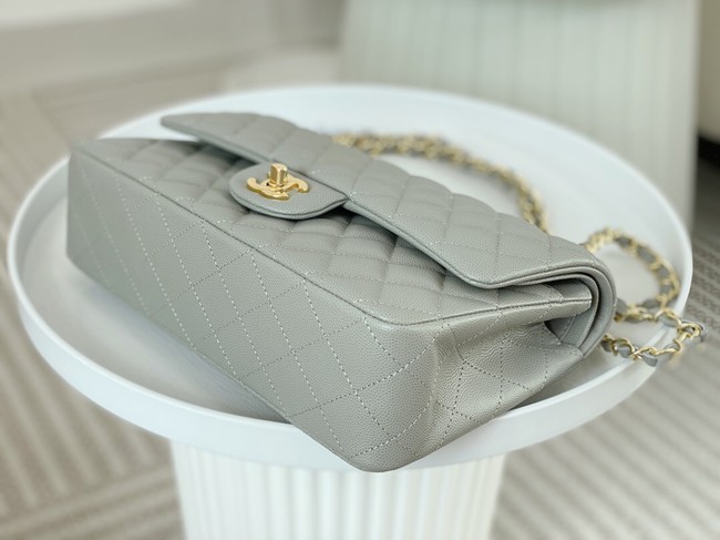 CHANEL CLASSIC 11.12 HANDBAG AS01112 GRAY&GOLD Metal