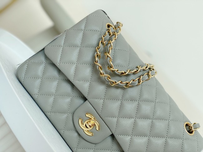 CHANEL CLASSIC 11.12 HANDBAG AS01112 GRAY&GOLD Metal