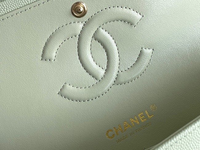 CHANEL CLASSIC 11.12 HANDBAG AS01112 LIGHT GREEN&GOLD Metal