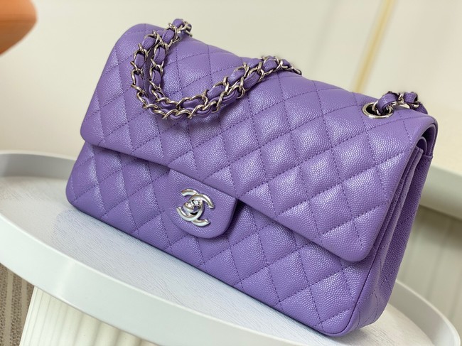 CHANEL CLASSIC 11.12 HANDBAG AS01112 Purple&Silver Metal