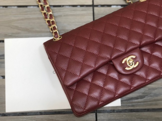 CHANEL CLASSIC 11.12 HANDBAG AS01112 Wine&GOLD Metal