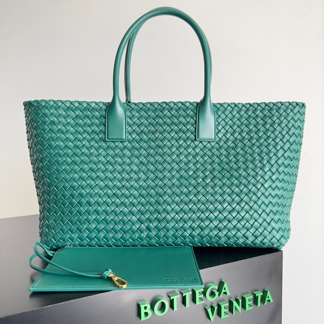 Bottega Veneta Large intreccio leather tote bag 608811 Emerald Green