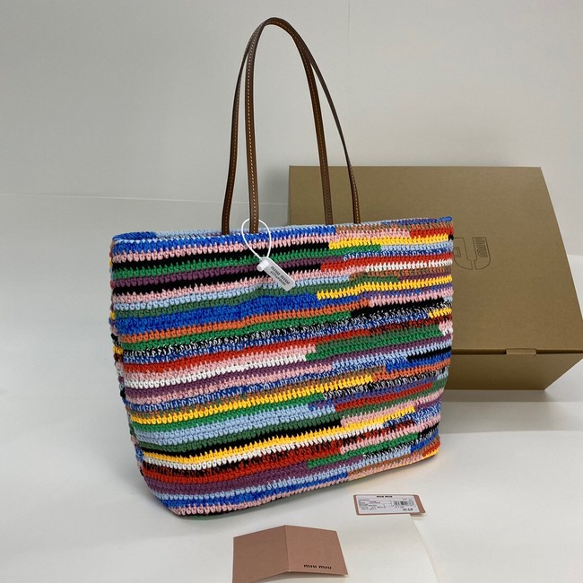 MIUMIU IN RAFFIA Shoulder Bags 5BB159 Rainbow