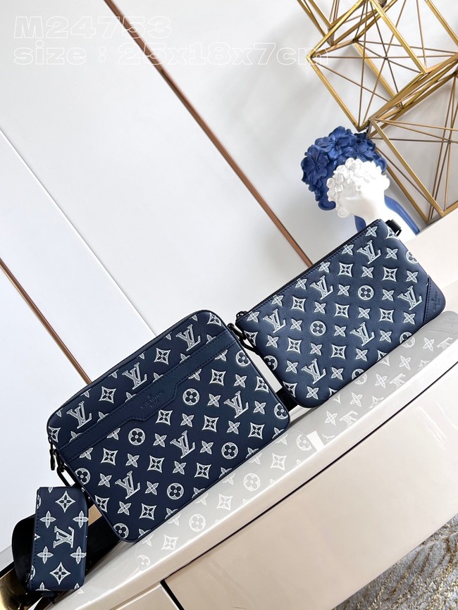 Louis Vuitton Trio Messenger M24754 Ink Blue&White