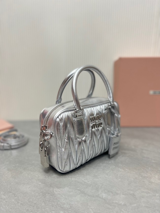 MIU MIU Original Leather Top Handle Bag 5BB123 Silver