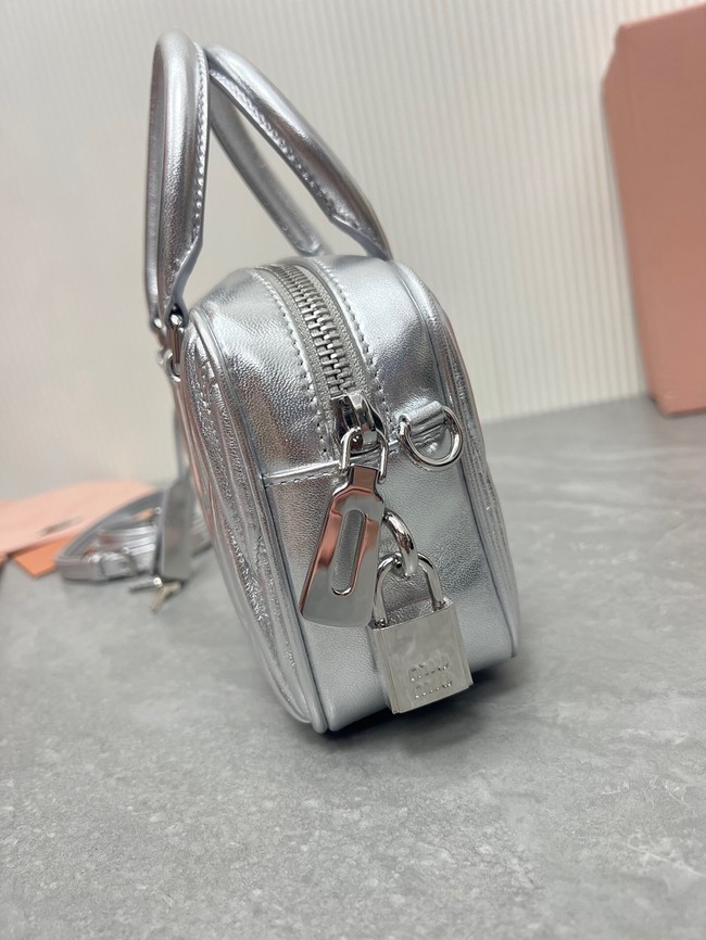 MIU MIU Original Leather Top Handle Bag 5BB123 Silver