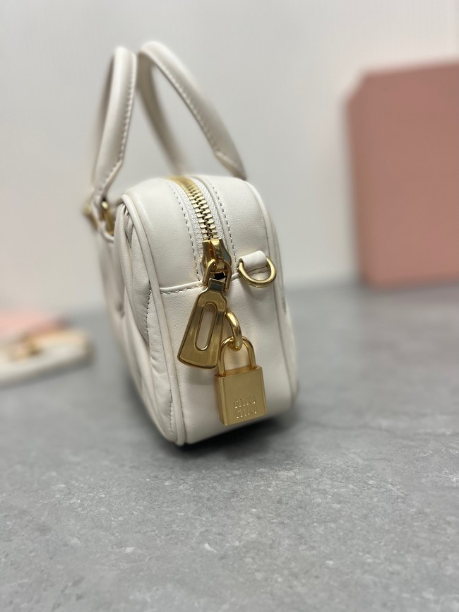 MIU MIU Original Leather Top Handle Bag 5BB123 white