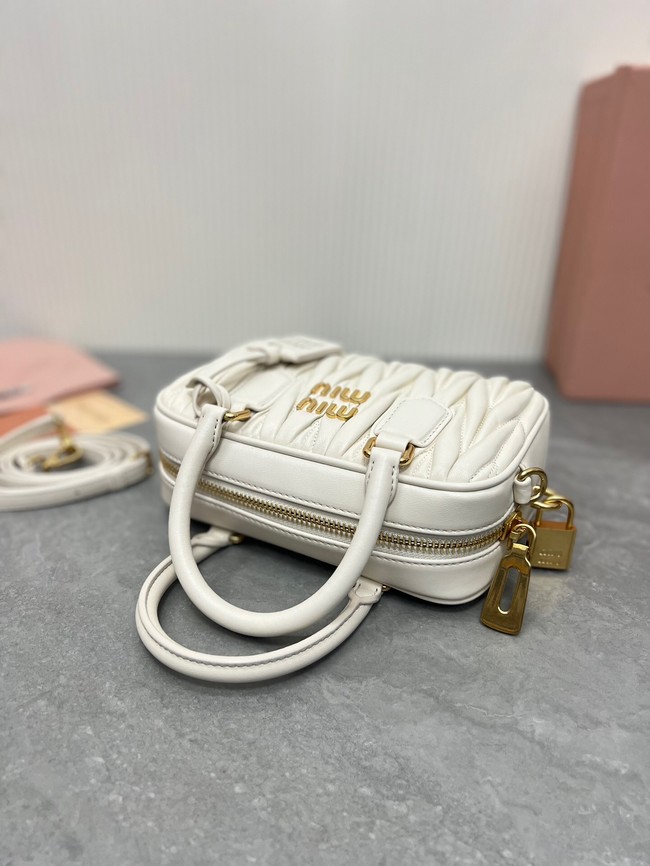 MIU MIU Original Leather Top Handle Bag 5BB123 white