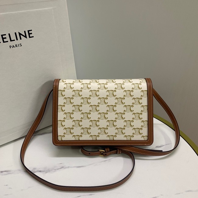 CELINE ENVELOPPE BAG IN TRIOMPHE CANVAS AND CALFSKIN 113322 WHITE