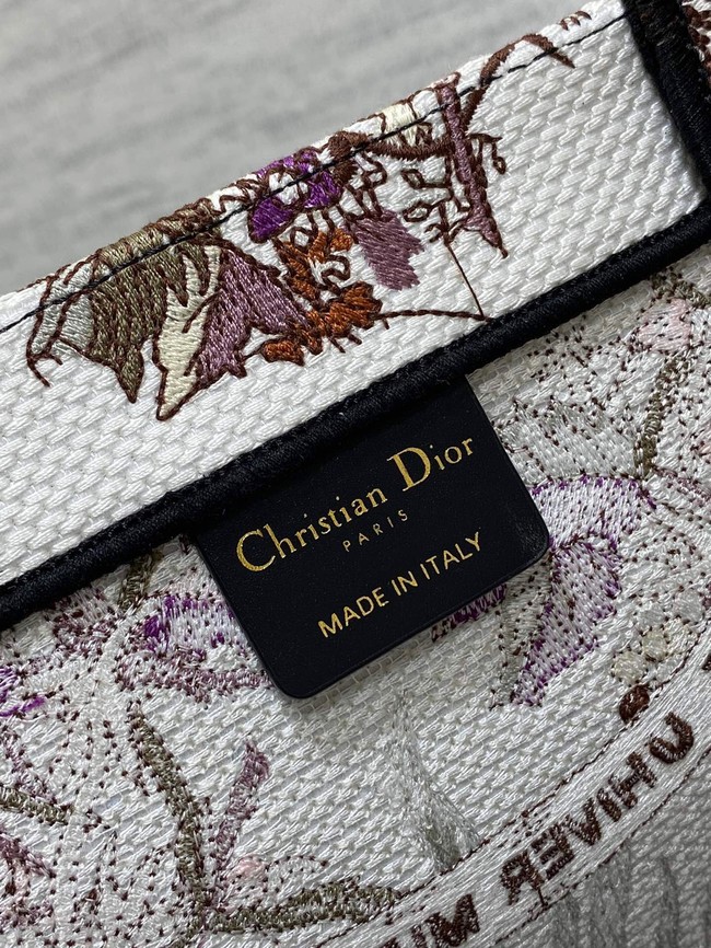 Large Dior Book Tote Ecru Multicolor Dior 4 Saisons Hiver Soleil Embroidery M1286ZE