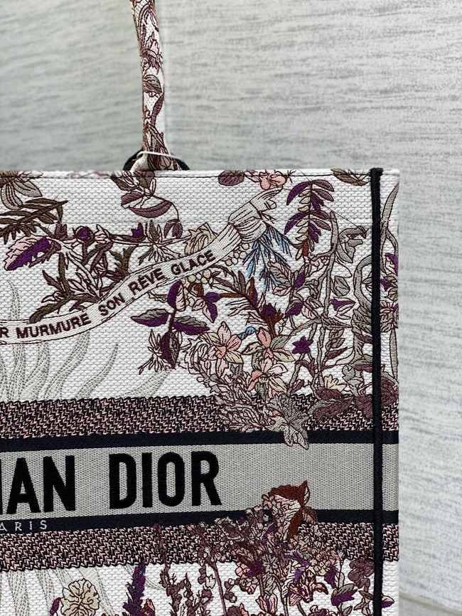Large Dior Book Tote Ecru Multicolor Dior 4 Saisons Hiver Soleil Embroidery M1286ZE