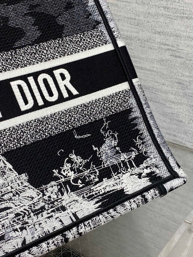 Medium Dior Book Tote White and Black New York Embroidery M1296ZEG