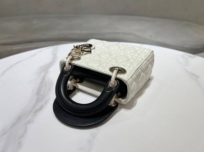Mini Lady Dior Bag Two-Tone Latte and black Cannage Lambskin M0505ONI