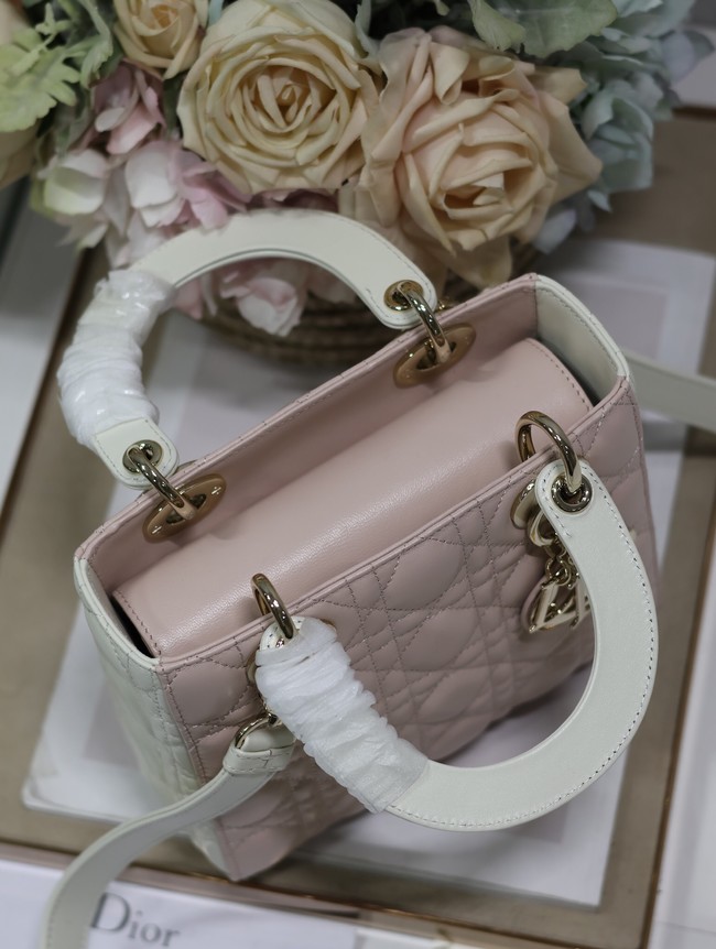 Small Lady Dior Bag Two-Tone Latte and Powder Pink Cannage Lambskin M0531ON