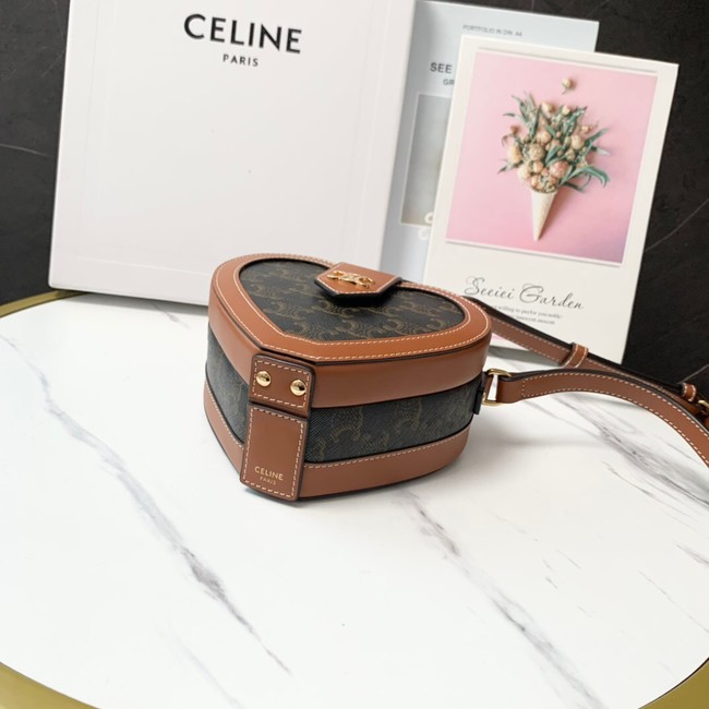 CELINE ENVELOPPE BAG IN TRIOMPHE CANVAS AND CALFSKIN 198212 TAN