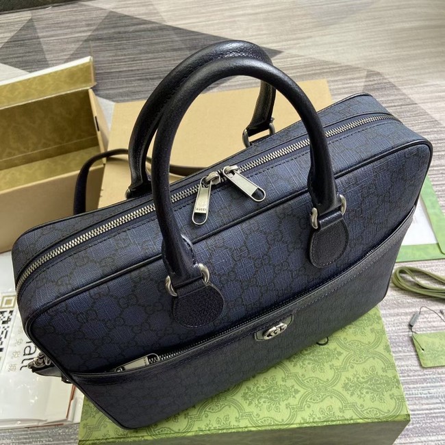 GUCCI OPHIDIA MEDIUM GG BRIEFCASE 792116 Dark blue