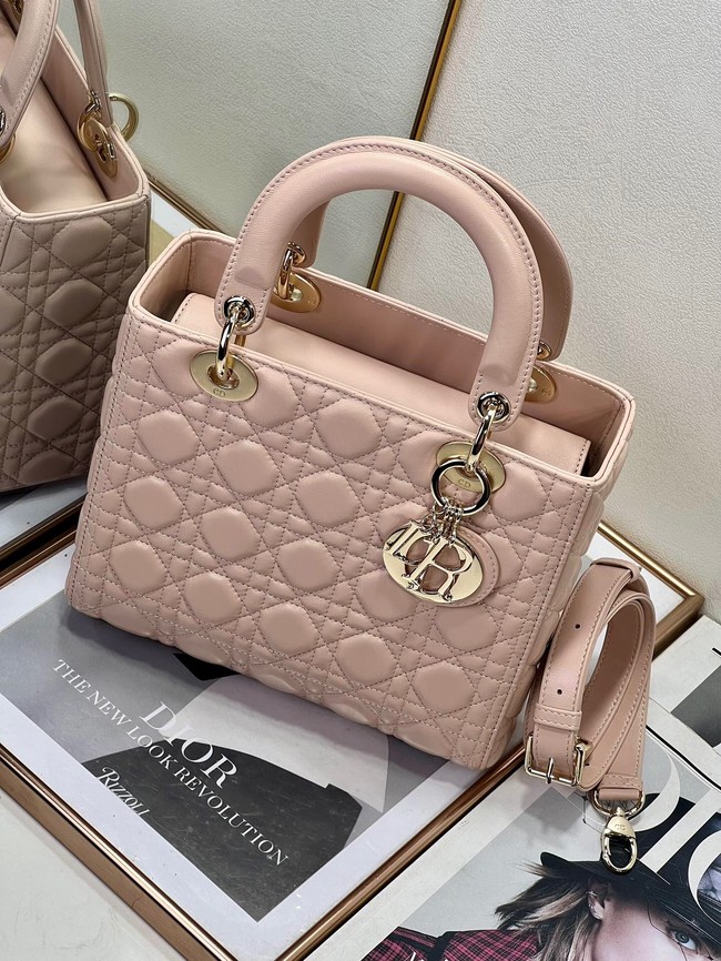 Medium Lady Dior Bag Cannage Lambskin M0565ON Powder Pink