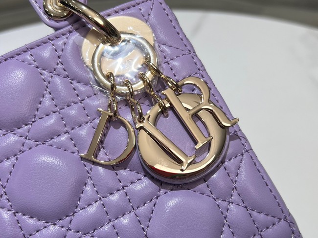 Mini Lady Dior Bag Lilac Cannage Lambskin M0505O