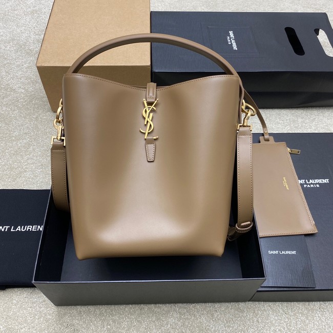 SAINT LAURENT LE 37 IN SHINY LEATHER 742828 Khaki