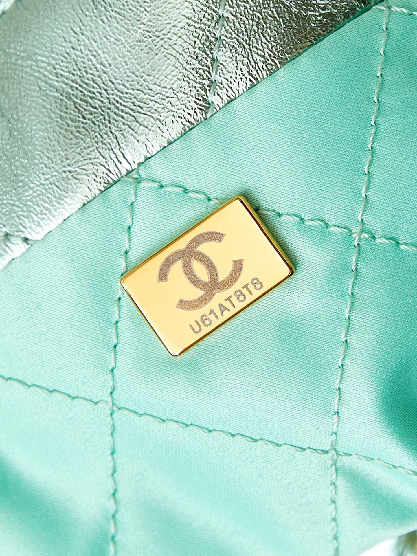 CHANEL 22 MINI HANDBAG AS3980 Pearlescent green