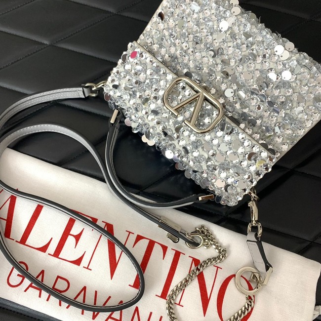 VALENTINO GARAVANI Loco Calf leather bag 0055 silver