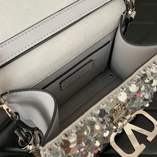 VALENTINO GARAVANI Loco Calf leather bag 0055 silver