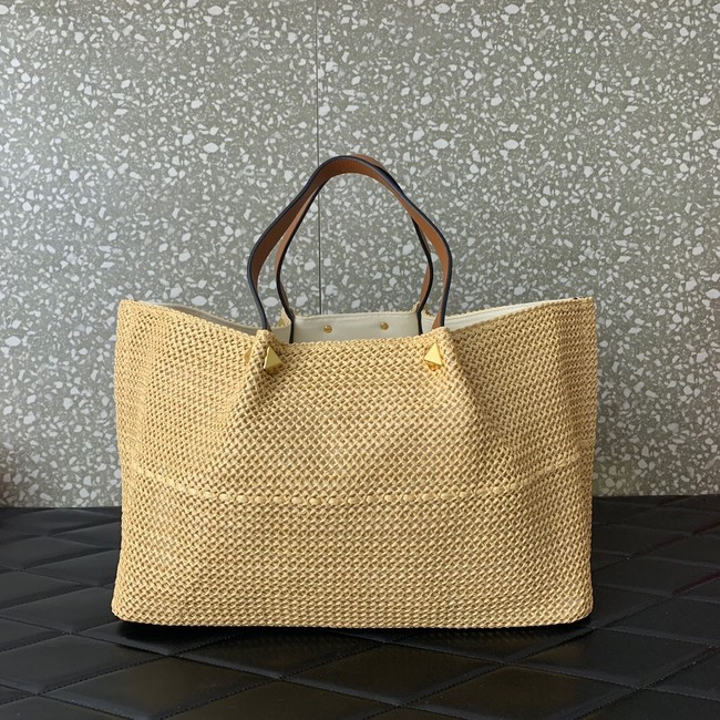 VALENTINO Medium RAFFIA MACRAME Shoulder Bag 0330L Apricot