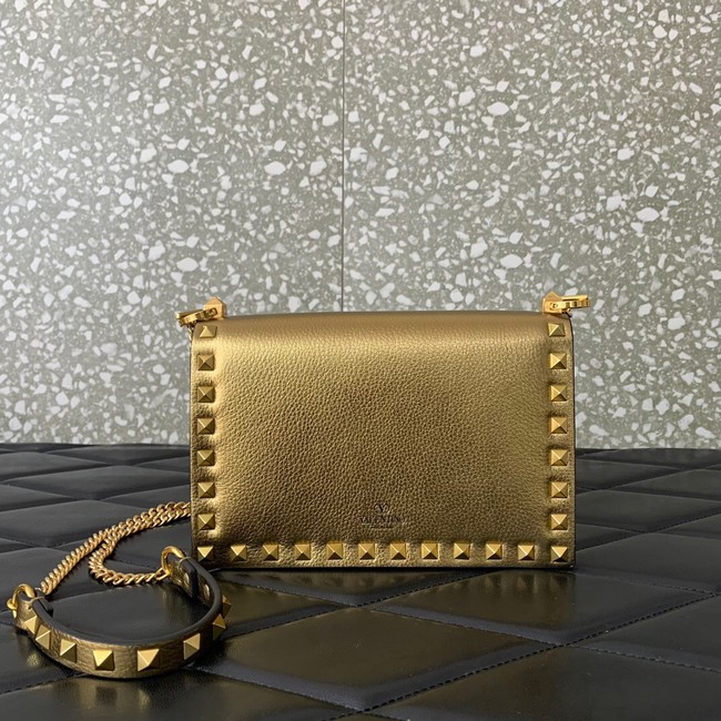 VALENTINO Rockstud calfskin chain bag HHI16 gold