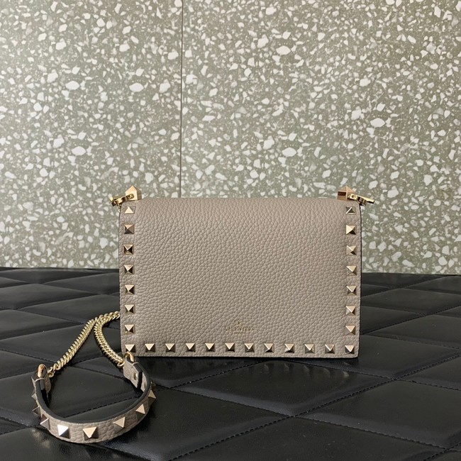 VALENTINO Rockstud calfskin chain bag HHI16 gray