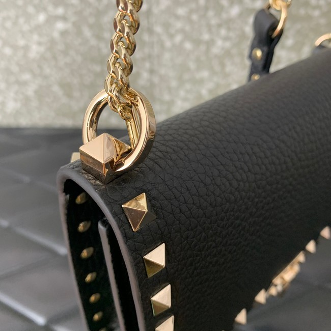 VALENTINO Rockstud calfskin chain bag SHI16 black