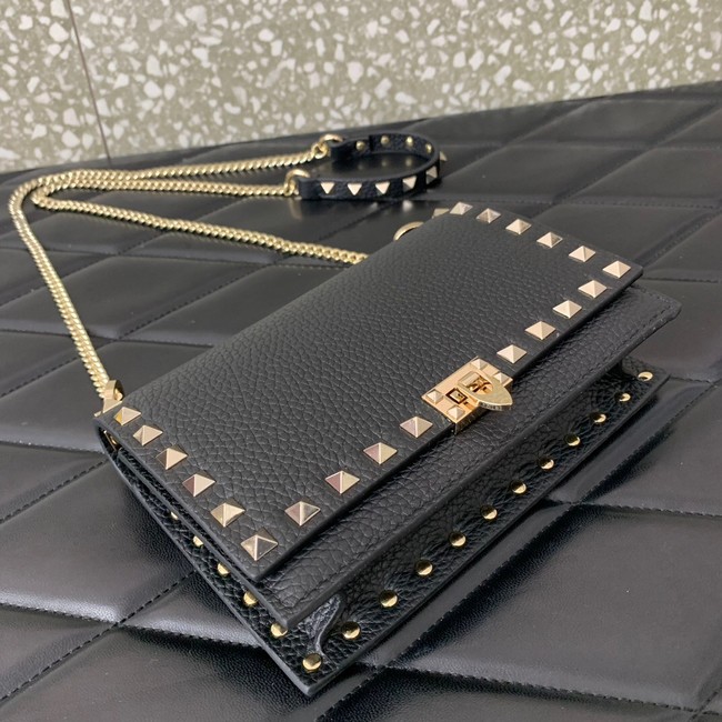 VALENTINO Rockstud calfskin chain bag SHI16 black