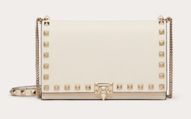 VALENTINO Rockstud calfskin chain bag SHI16 white