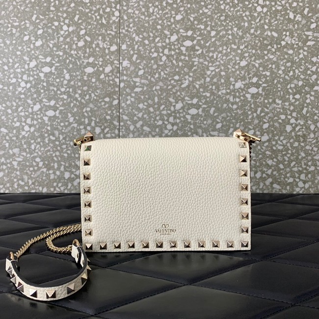 VALENTINO Rockstud calfskin chain bag SHI16 white